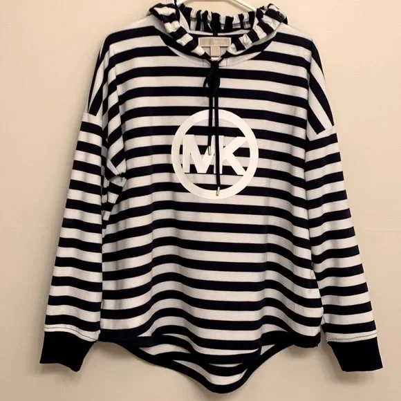 Michael Kors Navy White logo Hoodie - Picture 1 of 12